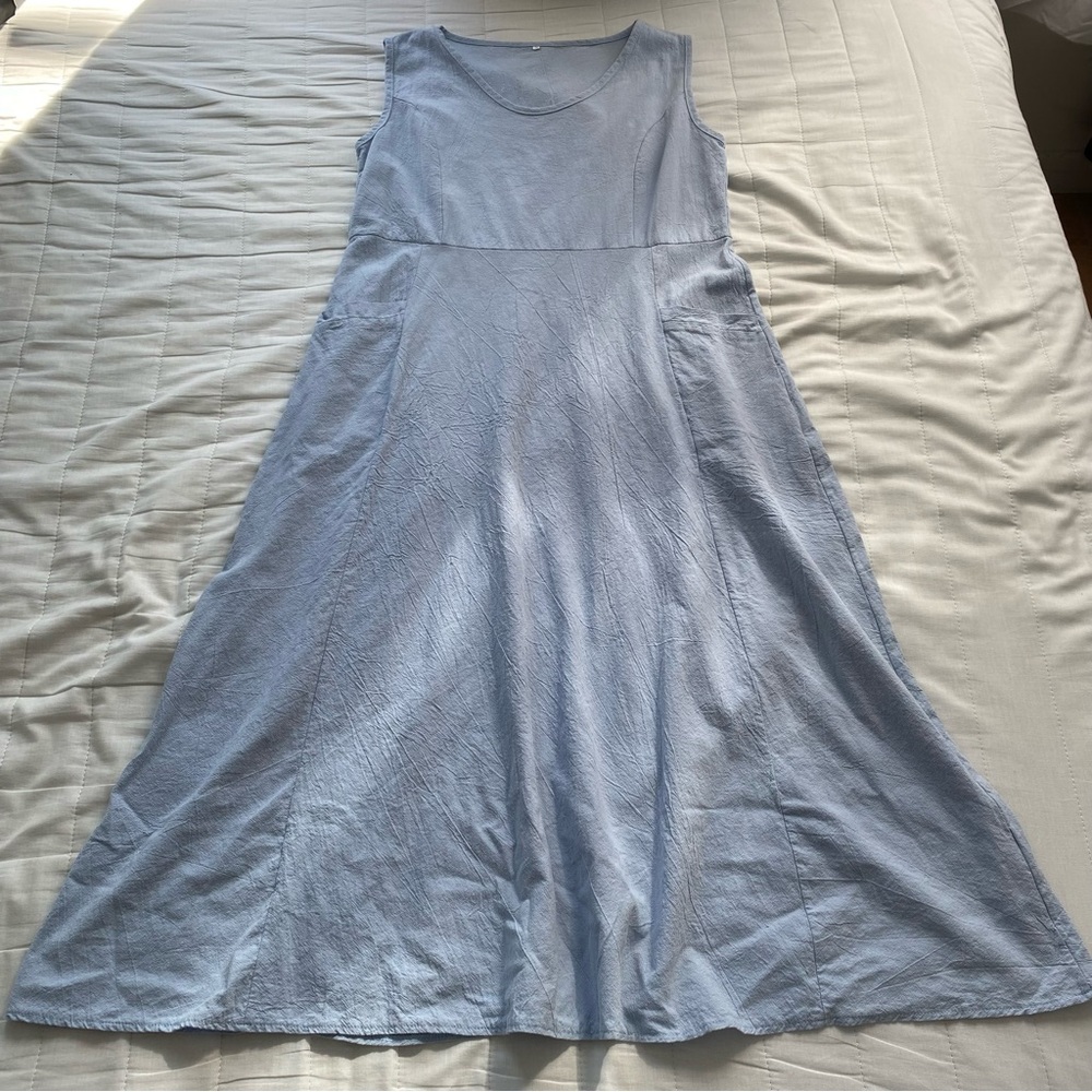 Sleeveless Light Blue A-Line Women's Dress